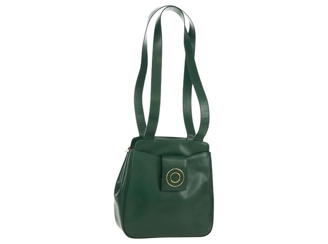 Céline Borsa a Spalla CELINE Circle in Pelle Verde Oro Auth 170954A D'oro