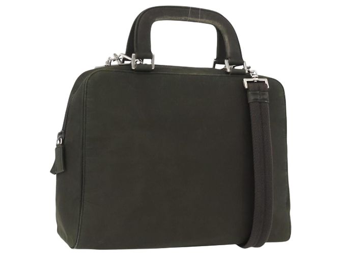 PRADA Handtasche Nylon 2way Khaki Silber Auth bs33285
