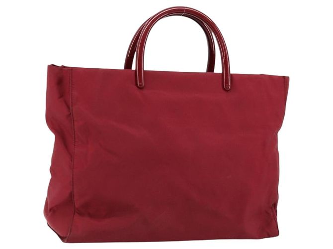 PRADA Handtasche aus Nylon rot silber authentisch 172162