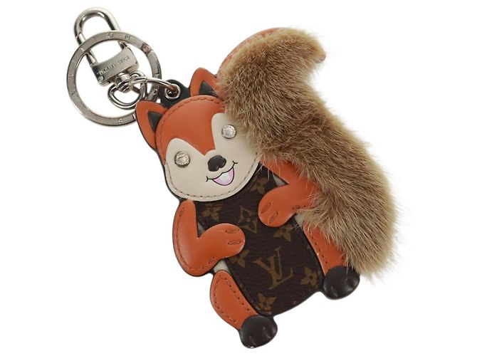LOUIS VUITTON Monogram Porte Cles Squirrel Charm Brown M00345 LV Auth 161327M