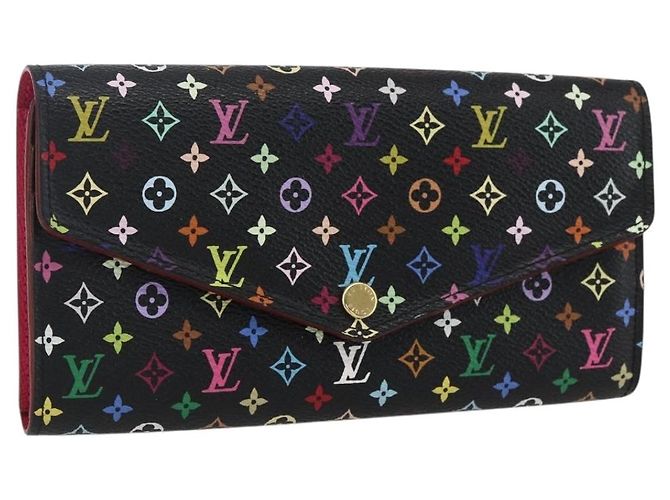 LOUIS VUITTON Multicolor Portefeiulle Sarah Wallet Black M60668 LV Auth 165955V