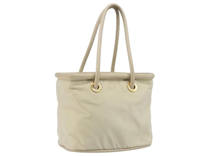 Céline CELINE Handtasche Nylon Beige Gold Auth ka2474 Golden