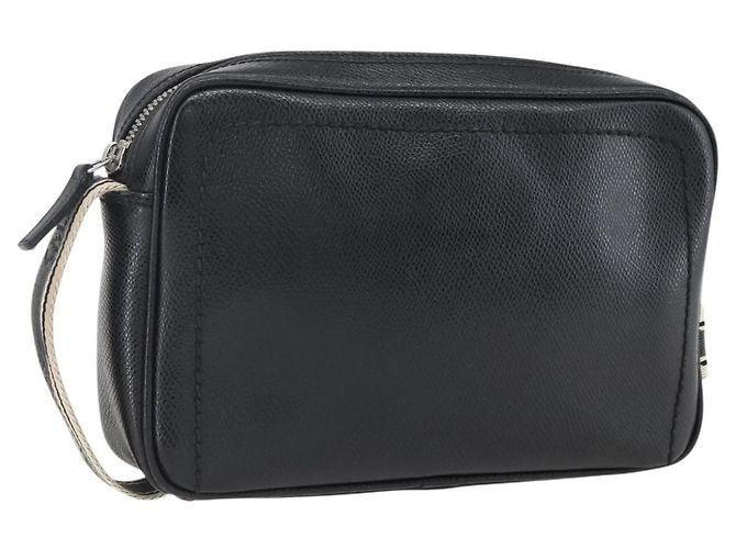 Borsa a mano in pelle nera e argento Salvatore Ferragamo Auth ka2510 Nero