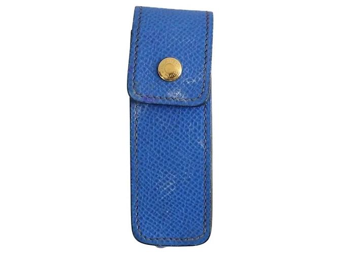 Hermès Lippenstiftetui aus blauem Leder