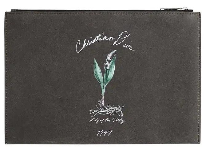 Dior Grey leather clutch