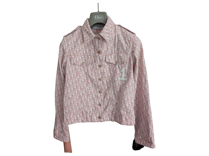 Giacca in Jeans Christian Dior Monogram Rosa Bianco