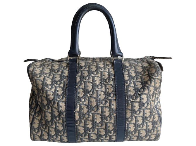 Sac bowling Dior Monogram Marron Bleu foncé