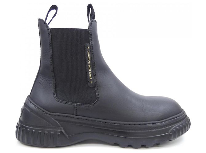 Botas D-RACER em couro de bezerro da Christian Dior Preto