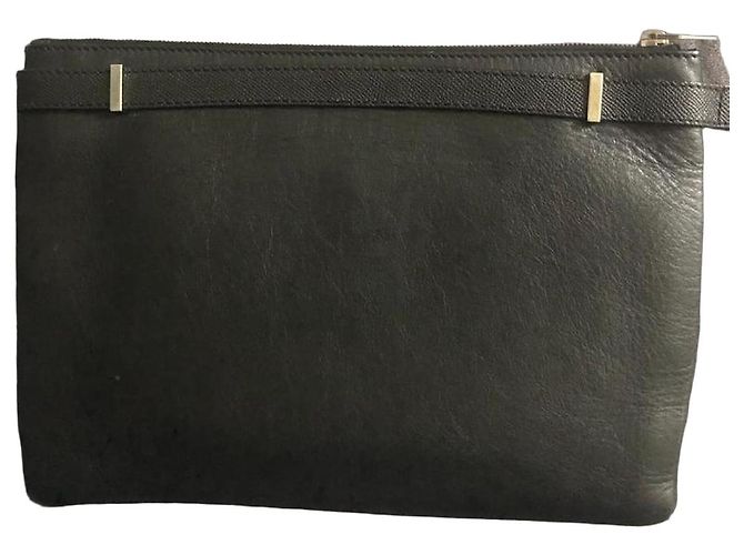 Pochette en cuir noir Balenciaga