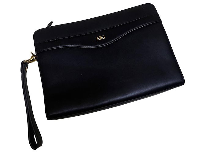 Schwarze Leder BB Clutch von Balenciaga