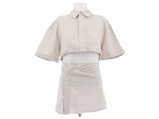 Jacquemus Vestido "L'Année 97" bege em linho e algodão