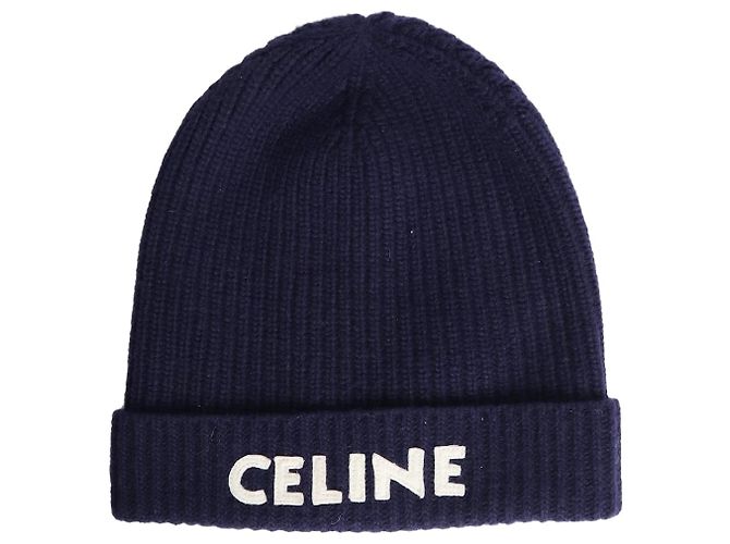 Céline Blauer gerippter Logo-Mütze 