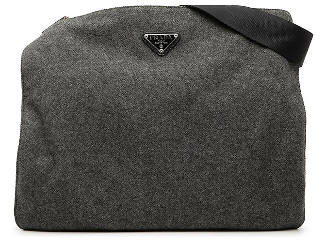 Bolsa de lã cinza Prada crossbody Marrom Cinza antracite