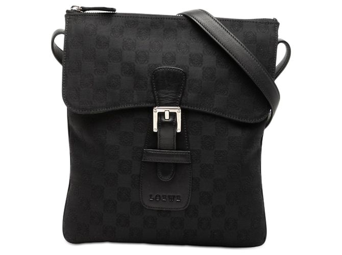 LOEWE Bolsa de lona preta com anagrama transversal Preto