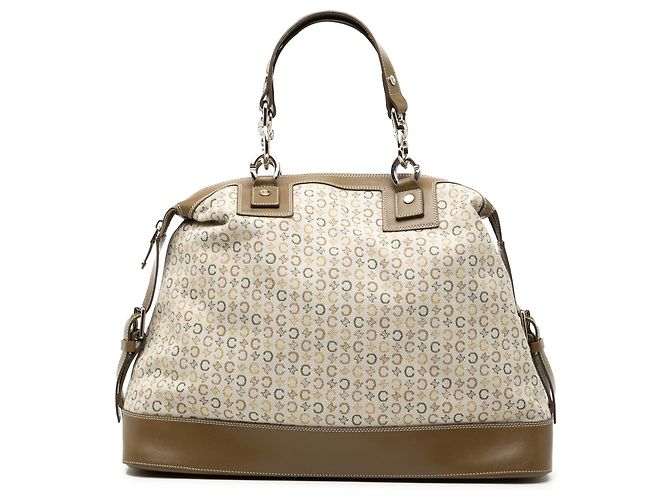 Céline Bolsa de mão em lona Macadam Celine marrom Bege