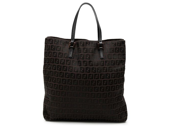 Fendi Braune Zucchino Canvas Tasche Dunkelbraun