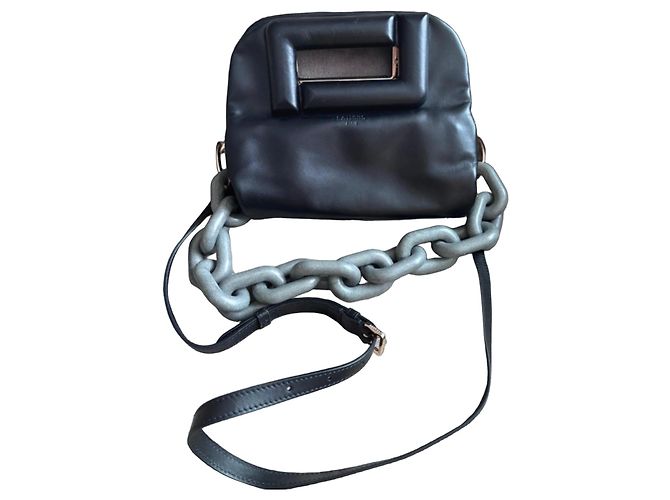 Lancel Bolso de cuero negro Lance Cocoon con detalle de cadena