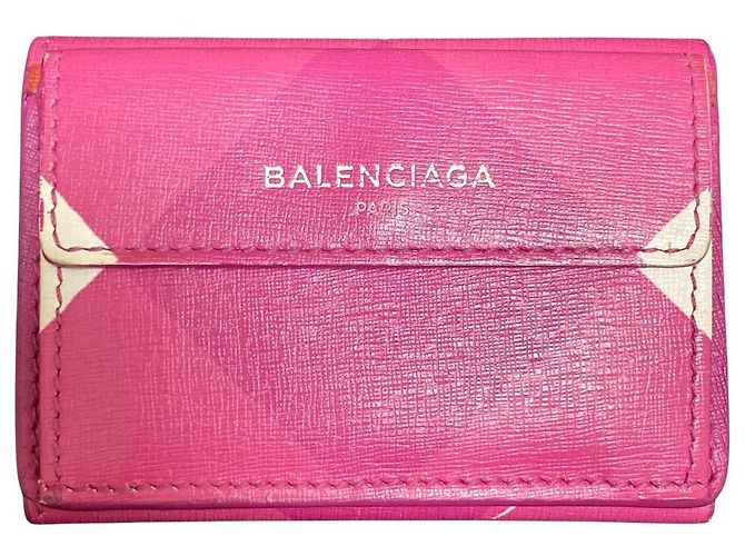 Balenciaga Papier Tri-fold Geldbörse Pink
