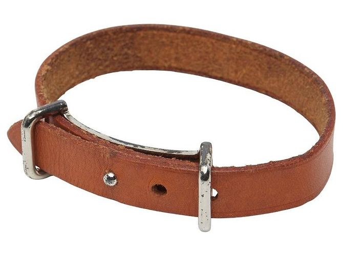 Hermès Pulseira de couro e metal Hermes Ap2 Marrom