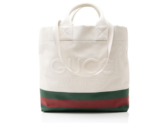 Gucci Canvas Web Logo Prägung Tote Grün