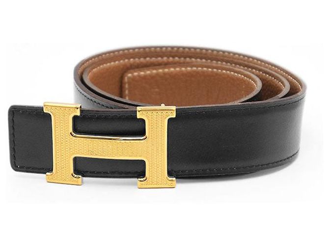 Cinturón Trillon de Box Calf Constance 80 de Hermès Castaño Negro
