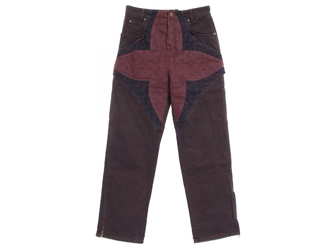 Pantalones de denim de algodón Monogram Louis Vuitton Castaño Burdeos