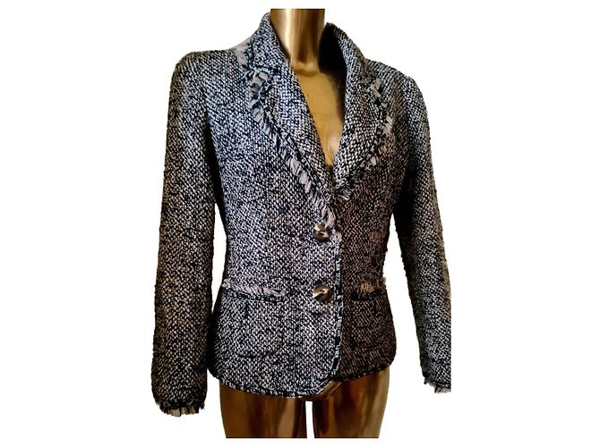 Luisa Spagnoli tweed wool jacket Black White