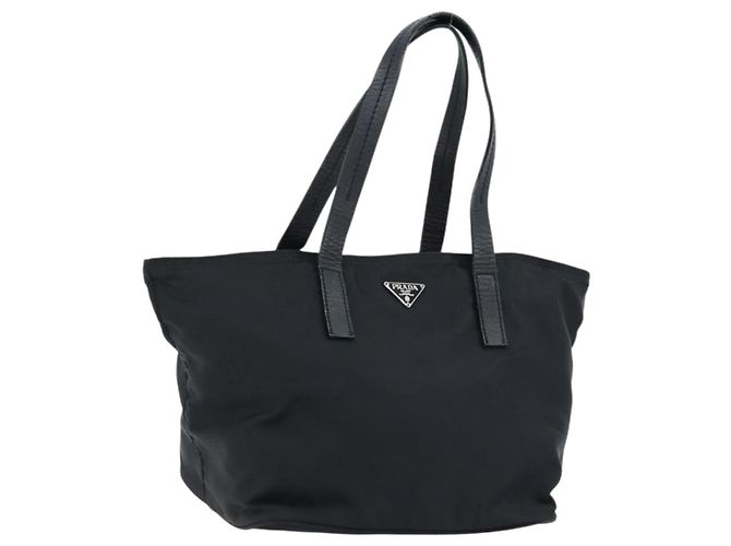 PRADA Borsa a mano in nylon nero argento Auth bs33442