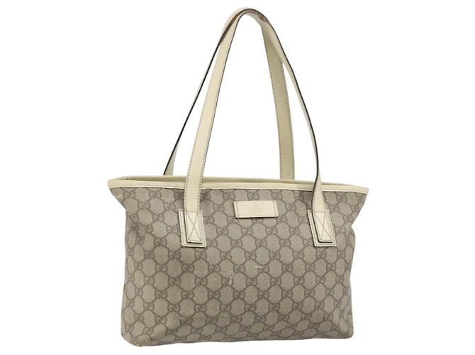 GUCCI GG Supreme Tote Bag PVC Beige Silver 181086 Auth bs33438 Silvery