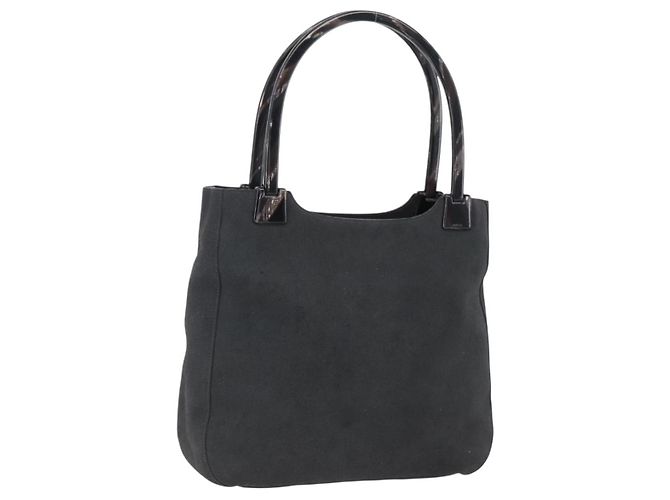 PRADA Sac à main en daim noir argent Auth 166861 Argenté