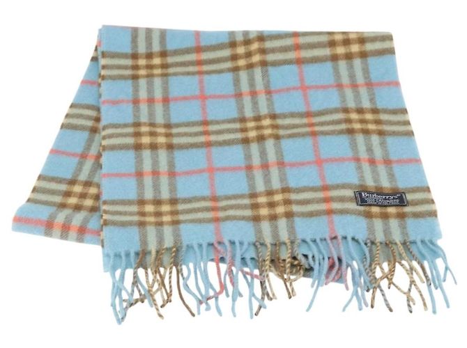 Bufanda Nova Check de cachemira Burberrys Azul Claro Auth am10659