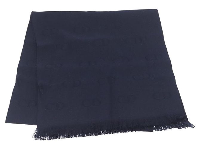 Christian Dior Scarf Wool Navy Auth am10825V Navy blue