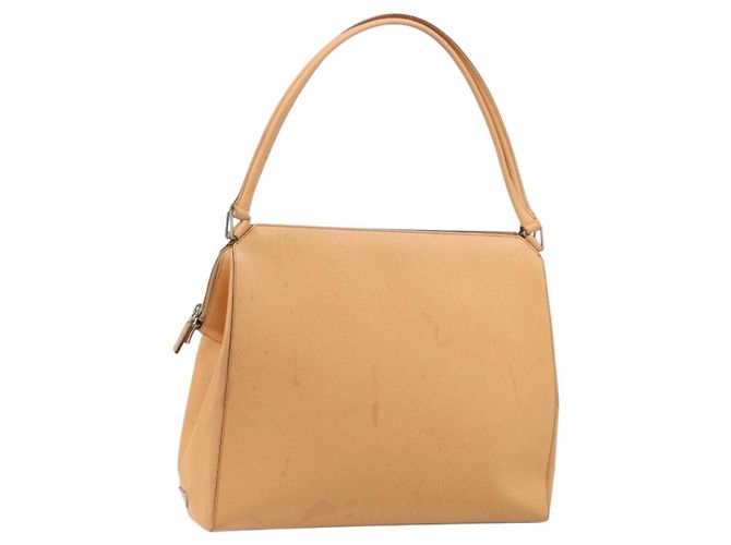 PRADA Borsa a mano in pelle marrone argento Auth 172276