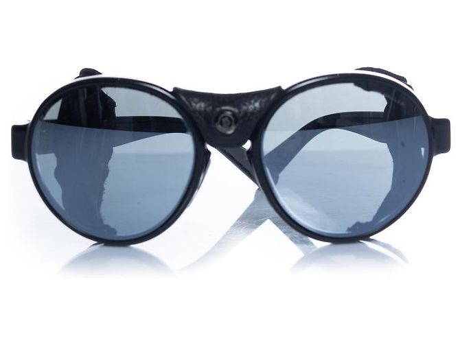 Moncler, occhiali aviator rotondi con lenti specchiate Nero