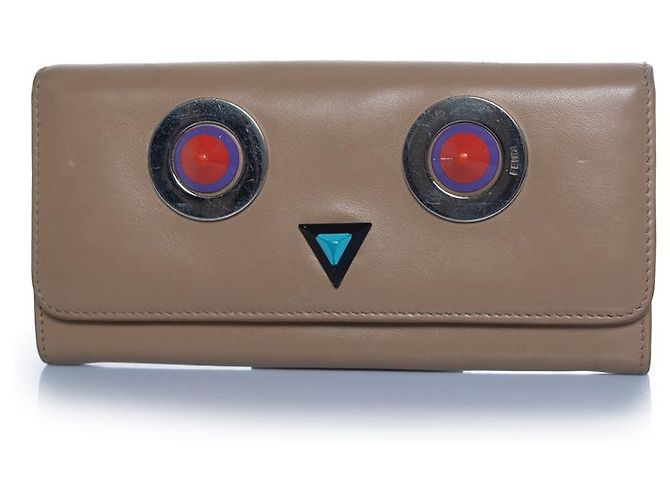 Fendi, beiger Kalbsleder Bifold Hypnotize Geldbörse