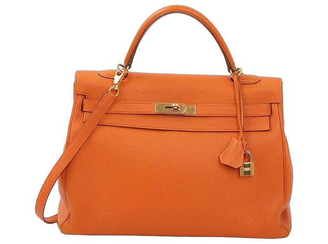 Kelly Hermès Killy 35 Bolsa de couro Togo laranja