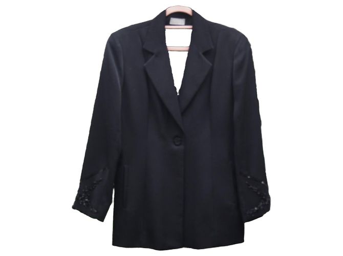 Sandro Black Evening Jacket with Rhinestone Details