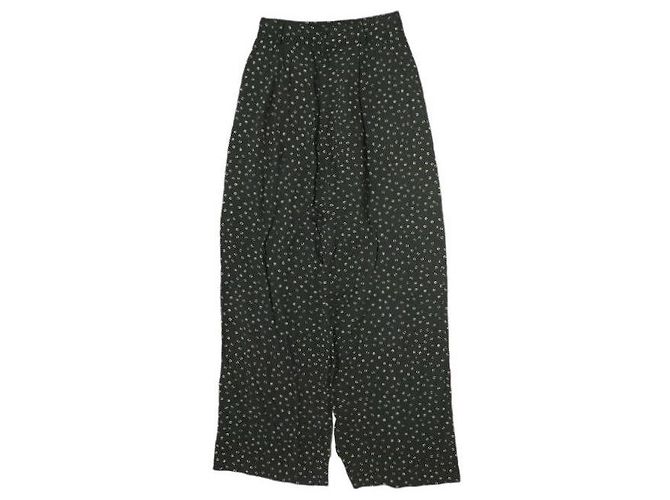 Autre Marque SACRA Komon Pattern Rayon Wide Pants Black