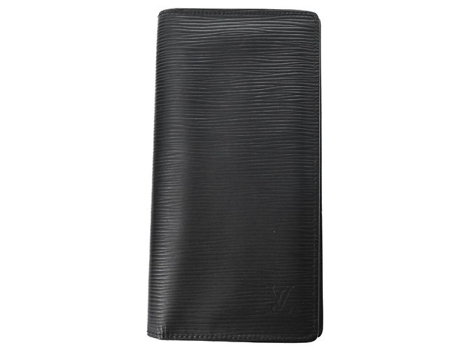 LOUIS VUITTON Portafoglio Bifold Long Brazza in Epi Nero e Nero, Uomo,