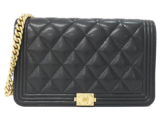 Chanel Boy Line Wallet Chain Black