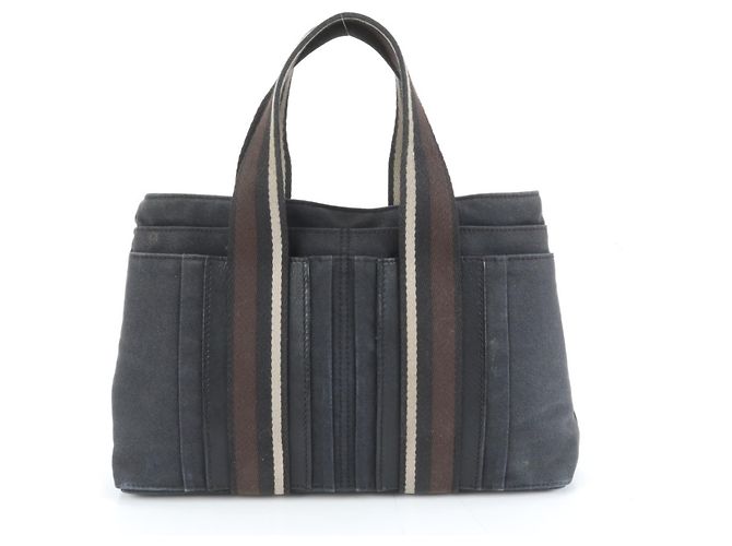 Borsa tote e a spalla in pelle e tela Hermès Troca Horizontal MM nera per uomo Nero