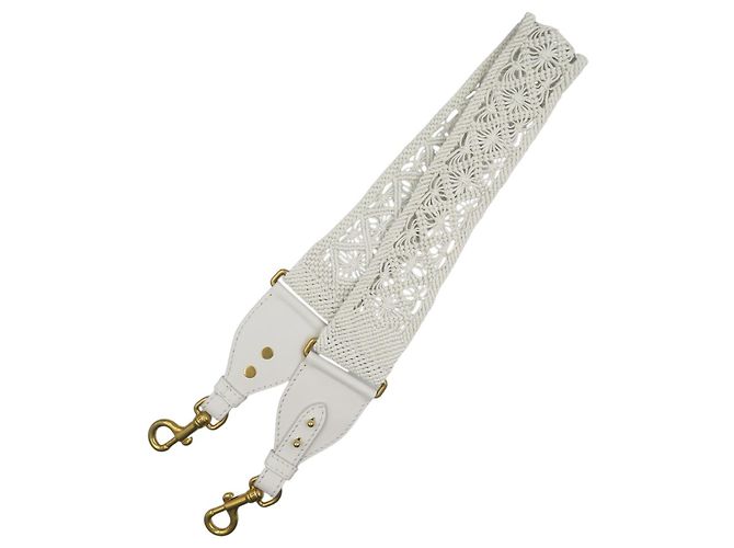 Christian Dior Leather Gold Hardware White Shoulder Strap