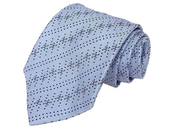 Cravatta Chanel in seta blu con il marchio Coco per uomo