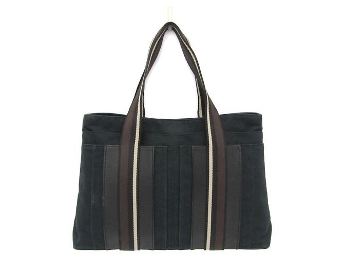 Borsa Hermès Troca Horizontal MM per uomini e donne in pelle e cotone nero, marrone scuro