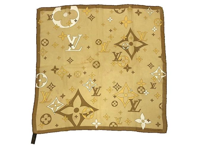 Cachecol de chiffon de seda Monogram Louis Vuitton Amarelo