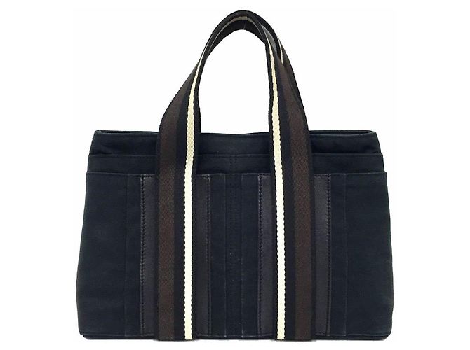 Hermès Troca Horizontal PM Tote Bag aus Canvas x Leder Schwarz