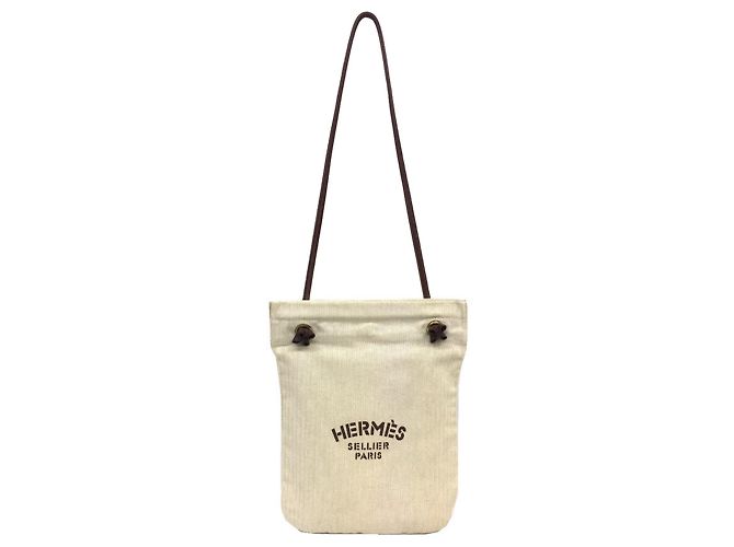 Hermès Bolsa de ombro Aline PM em lona de algodão Hermes Marrom