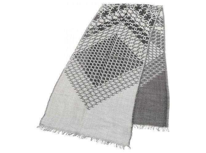 Sciarpa/Scialle Coco Mark CHANEL, Seta/Cachemire, Donna, Nero/Avorio