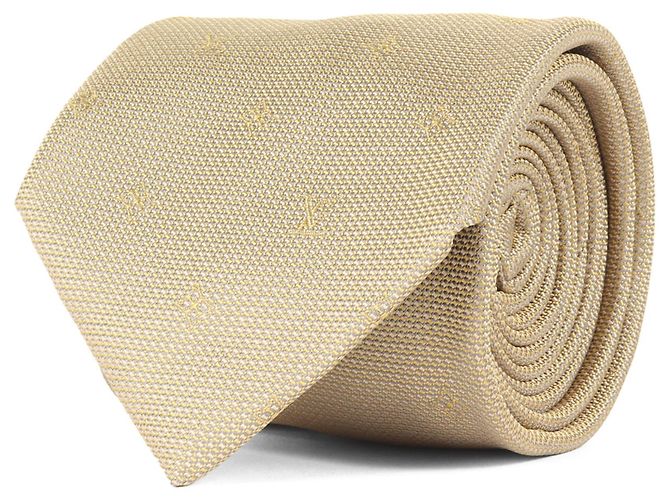 LOUIS VUITTON Monogram Silk Cravate Gold Tie for Men, Golden