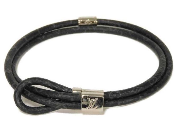 Bracciale LOUIS VUITTON LV Slide Initial Flower Monogram Eclipse Nero da Uomo Panno